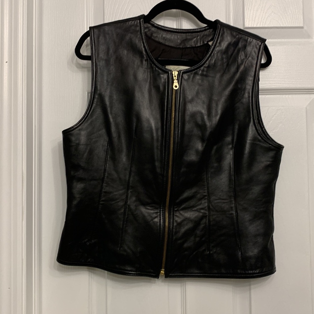Lord and Taylor black genuine leather vest